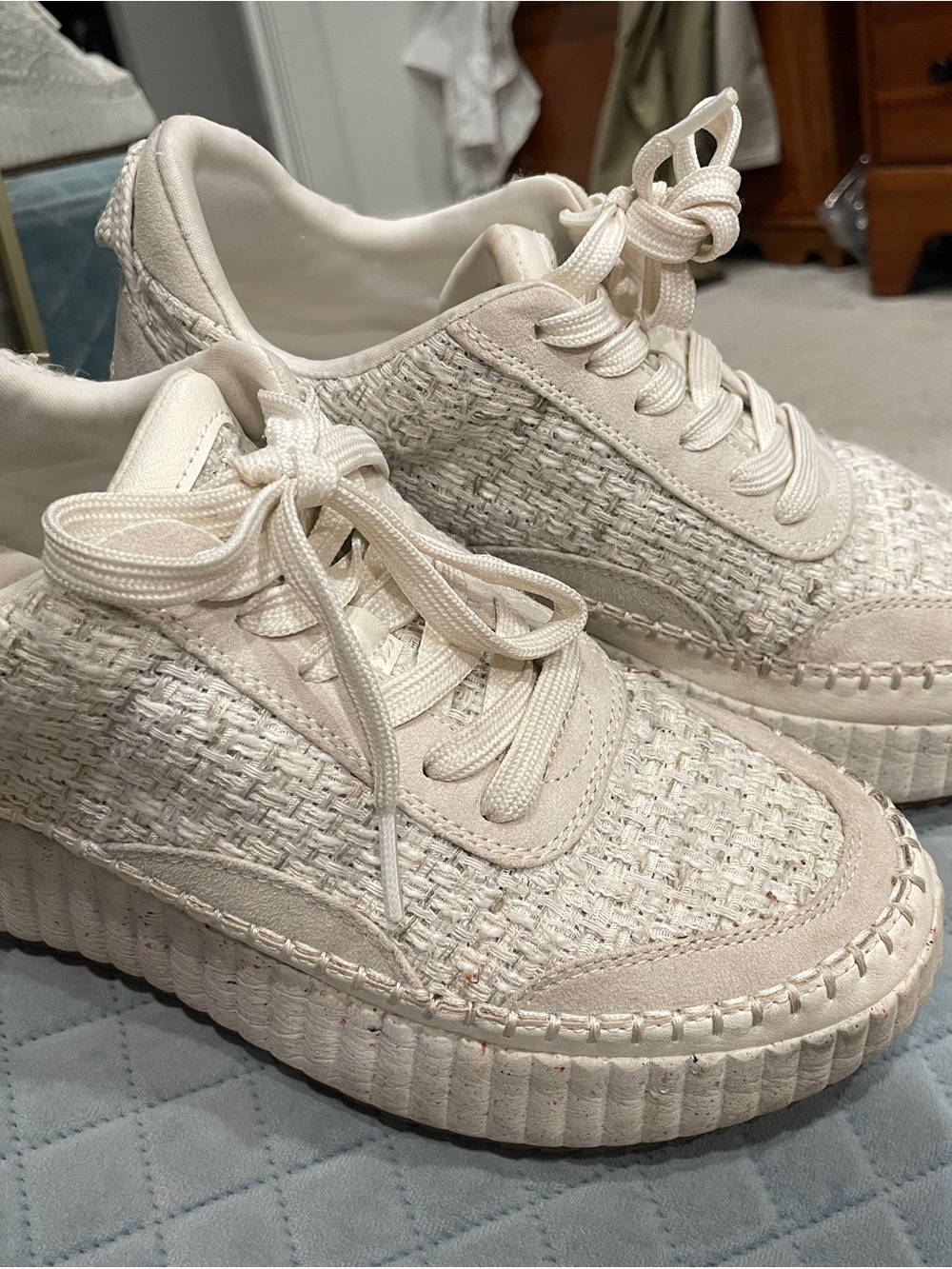 Universal Thread Cream Woven Platform Sneakers
